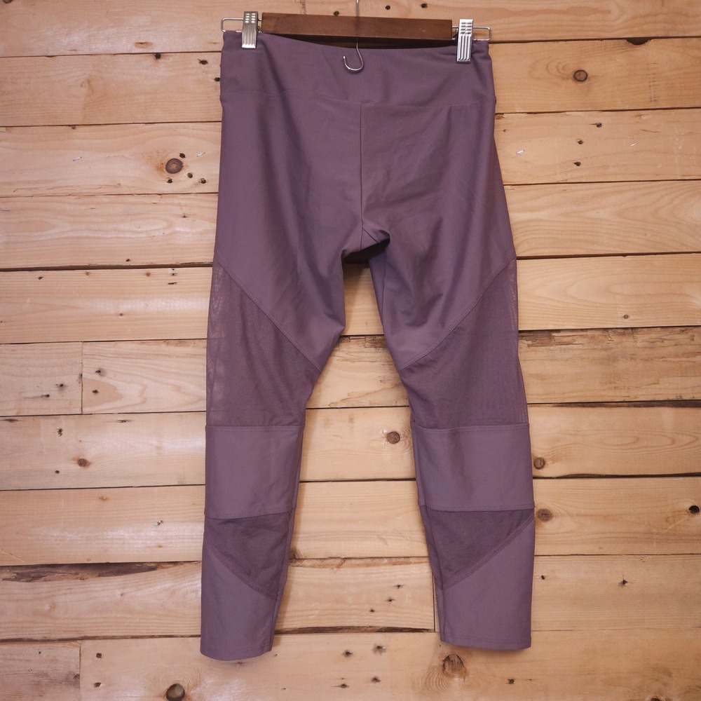 Onzie Flow Women Petite Small Purple Mesh Panel Cropped Yoga Activewear Leggings